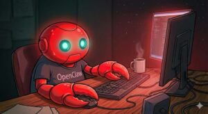 Die OpenClaw-KI-Krabbe sitzt am Rechner